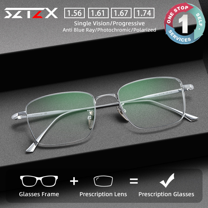 Mens Fashion Reading Glasses - SZTZX Puur Titanium Draad Retro Half