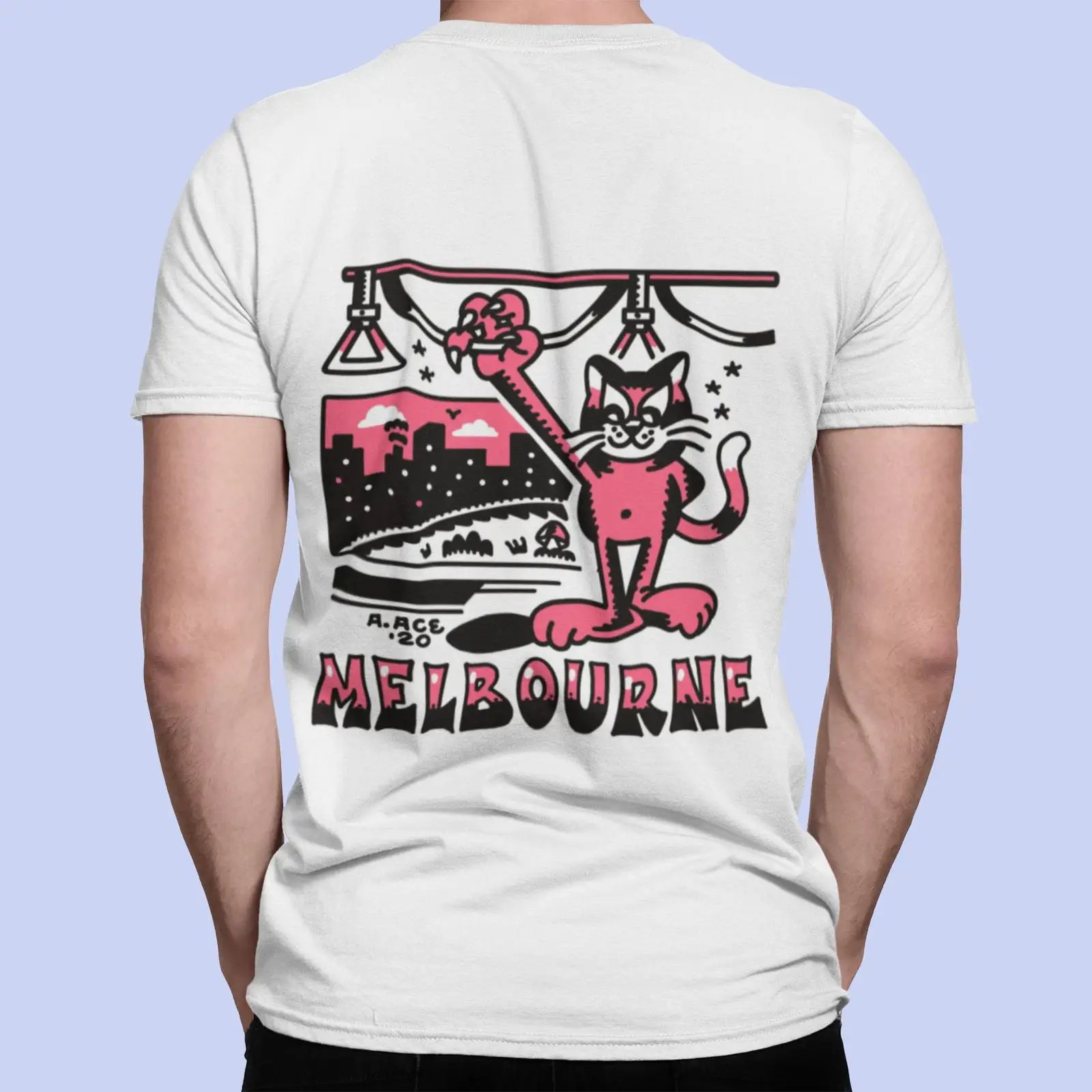 Mens Fashion Melbourne - Melbourne Tram T-shirt Psychedelic Cat Melbourne