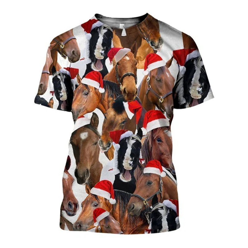 Mens Xmas Fashion - Nieuwe 3D Kerst Dieren Grappige T-shirts