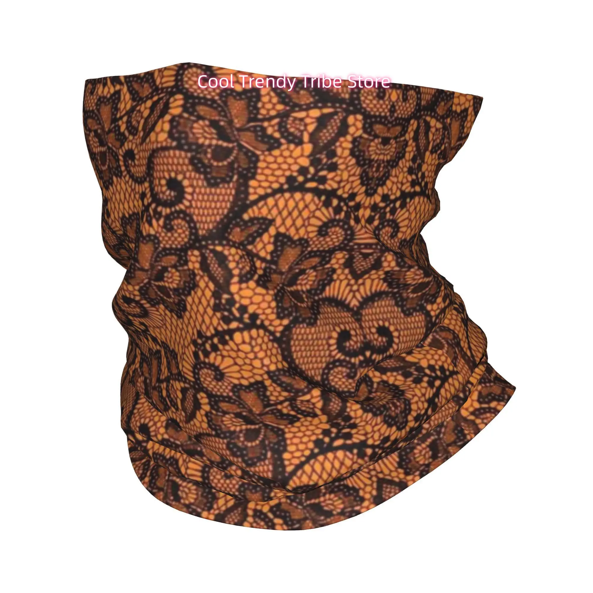 Men'S Fashion Head Scarf - Oranje zwart kant bloemen gotische vintage