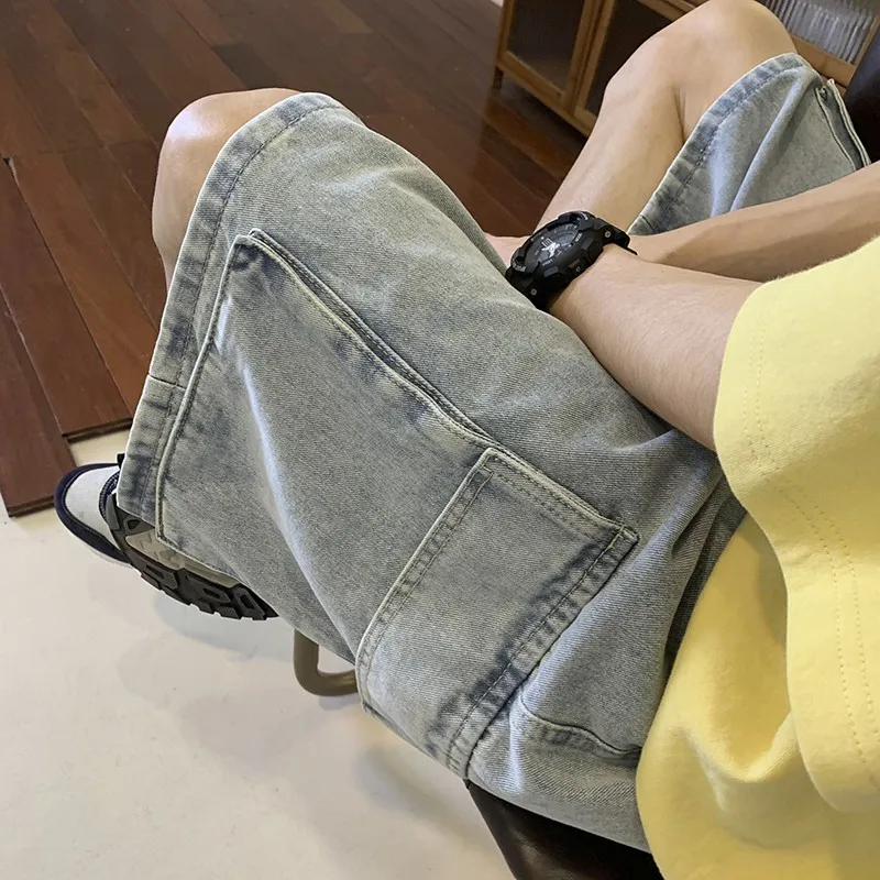 Mens Fashion Cargo Pants - Koreaanse grote zak cargo denim shorts