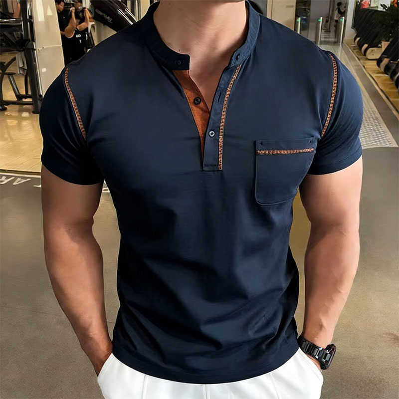 Men'S Fashion Polo - Nieuwe zomer heren golfpoloshirt met Henry-kraag,