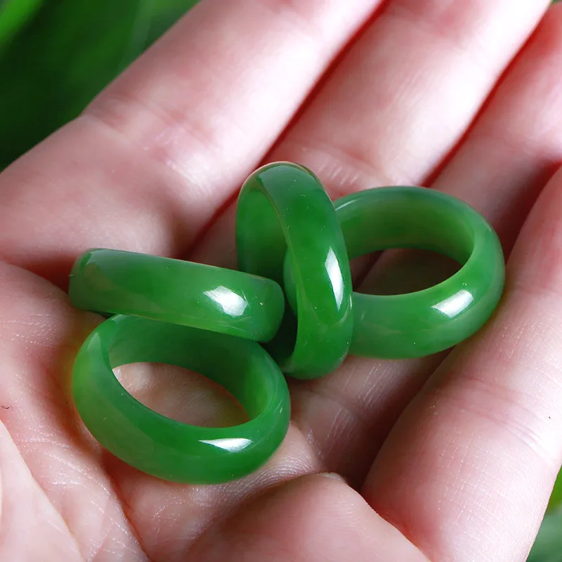 Men'S Fashion Rings - Natuurlijke Groene Tian Ring Chinese Jasper