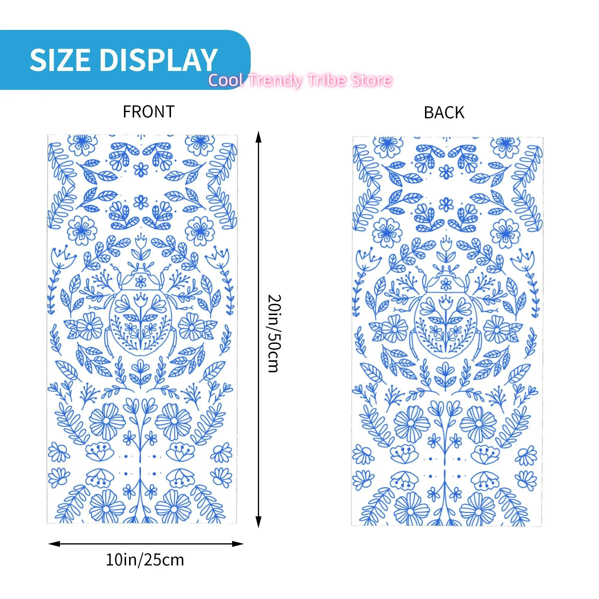 Blauwe lijn retro scarab bloem - Men'S Fashion Head Scarf recensie en prijs