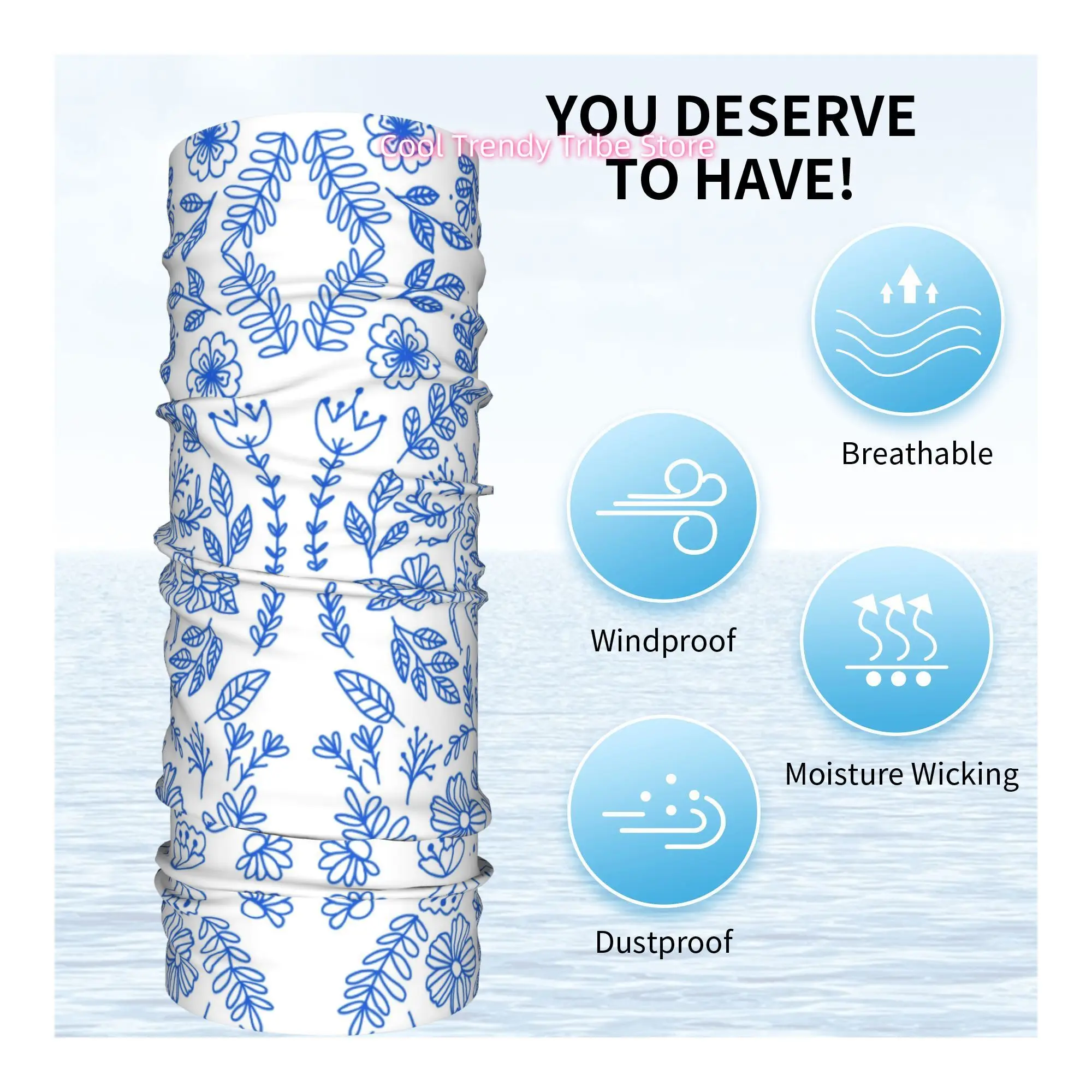 Blauwe lijn retro scarab bloem - Men'S Fashion Head Scarf recensie en prijs