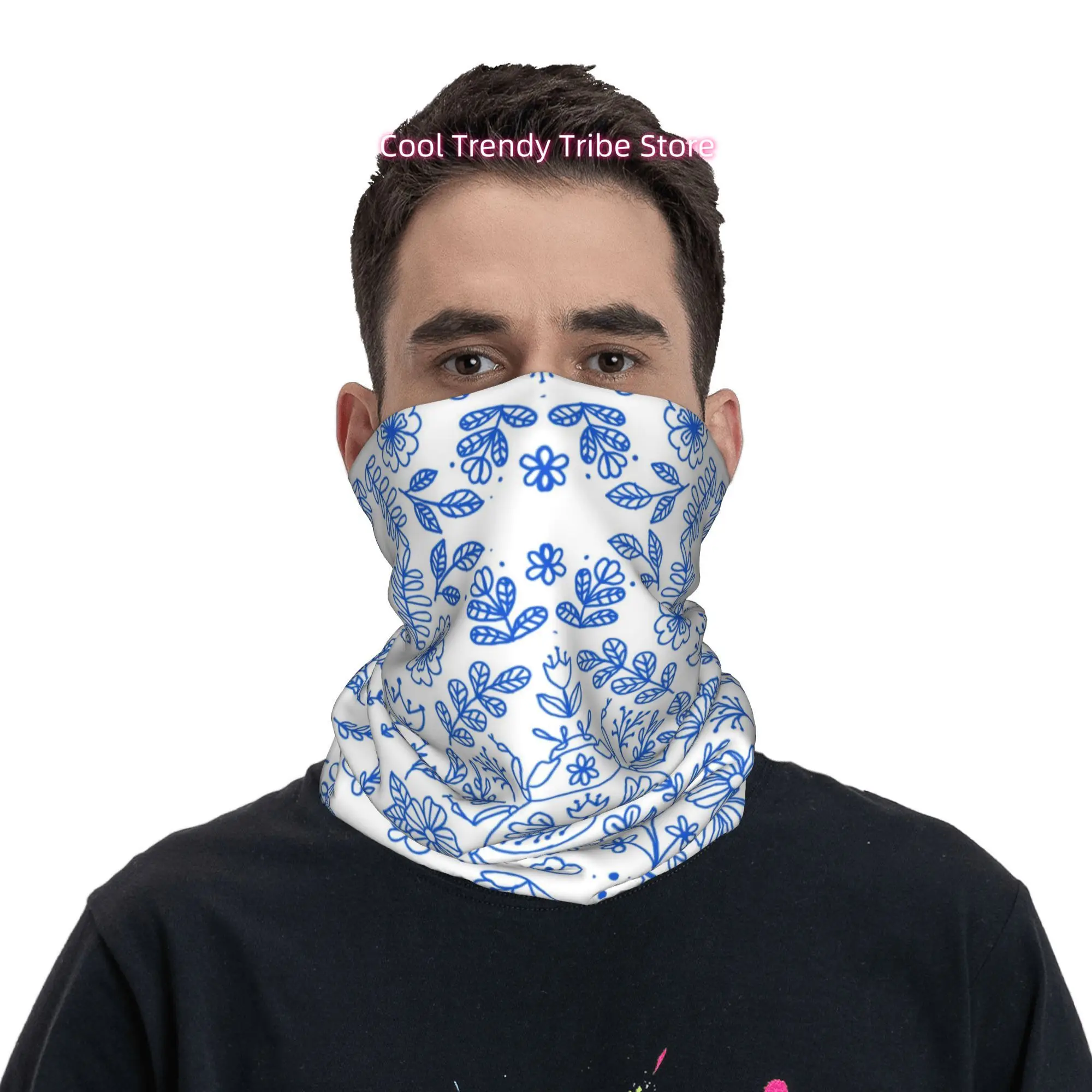 Blauwe lijn retro scarab bloem - Men'S Fashion Head Scarf recensie en prijs