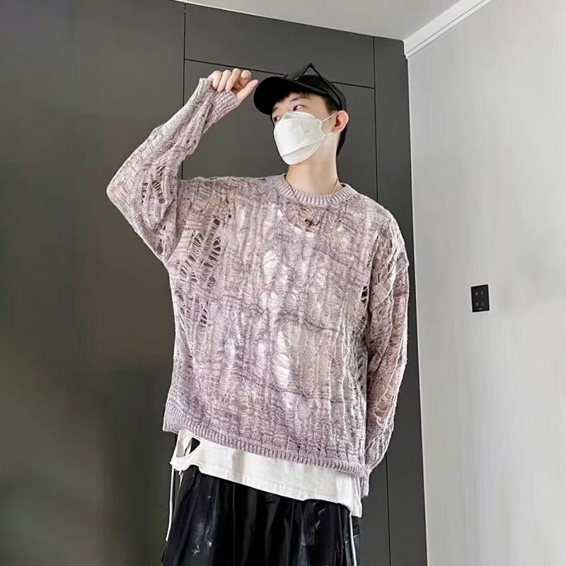 Vintage Ripped Hollow Out Mesh - Turtleneck Sweater Men recensie en prijs