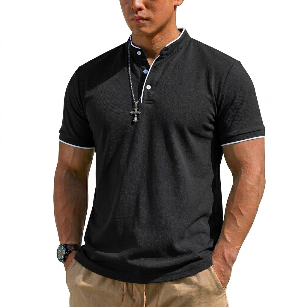 Zomer Henley-shirt met korte m - Men'S Fashion Polo recensie en prijs
