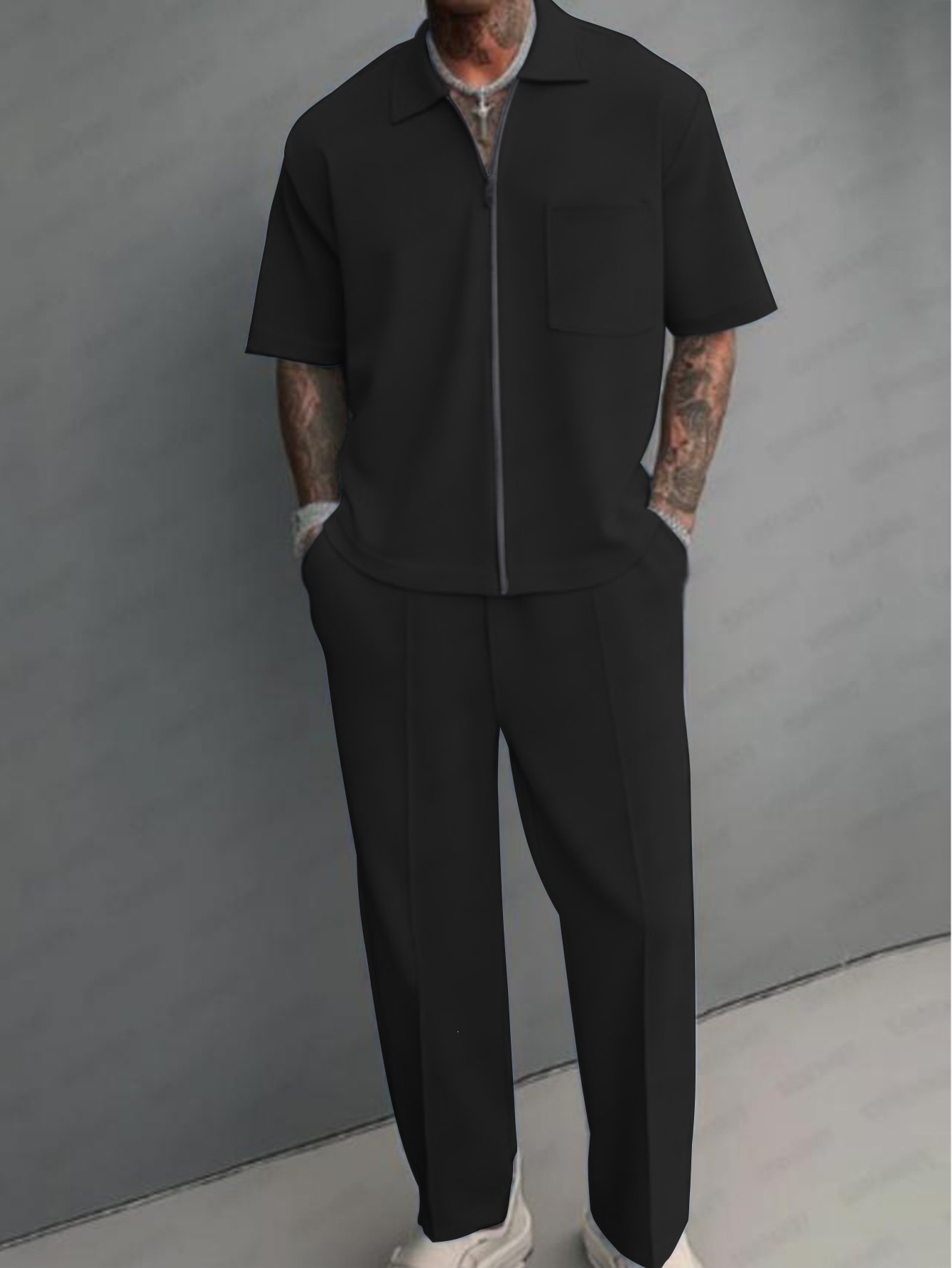 Heren 2-delige outfit, half-ri - Men'S Fashion Polo recensie en prijs