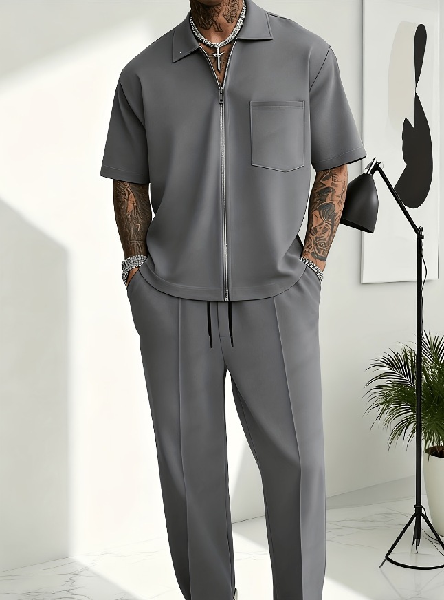 Heren 2-delige outfit, half-ri - Men'S Fashion Polo recensie en prijs